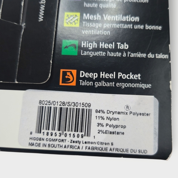 Balega Hidden Comfort No Show Tab S (Unisex) Citrus Zesty Color Lemon - Picture 3 of 5